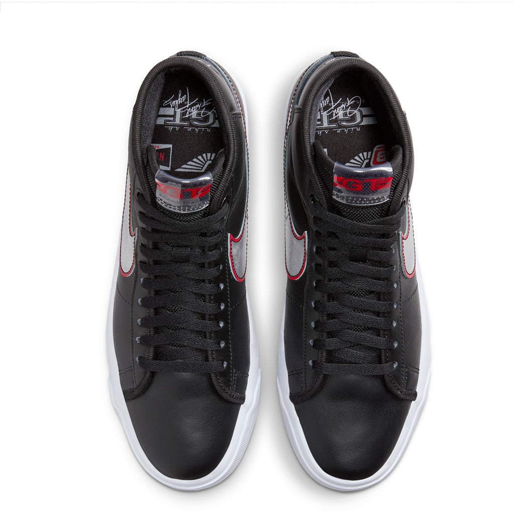 Nike SB Zoom Blazer Mid Pro GT Shoes - Black / Metallic Silver - University Red - top