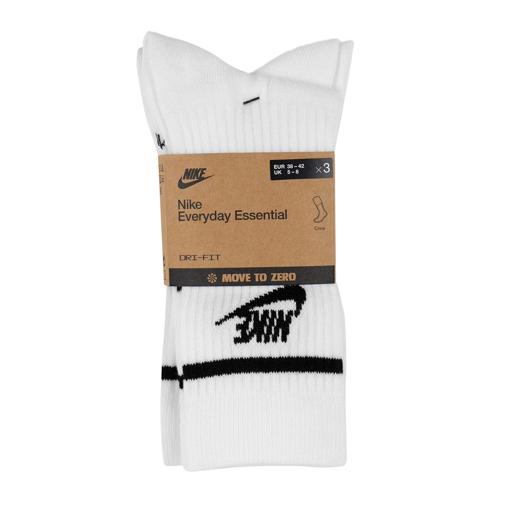 Nike Everyday Essential 3 Pack Stripe Crew Socks - White / Black / Black - pack