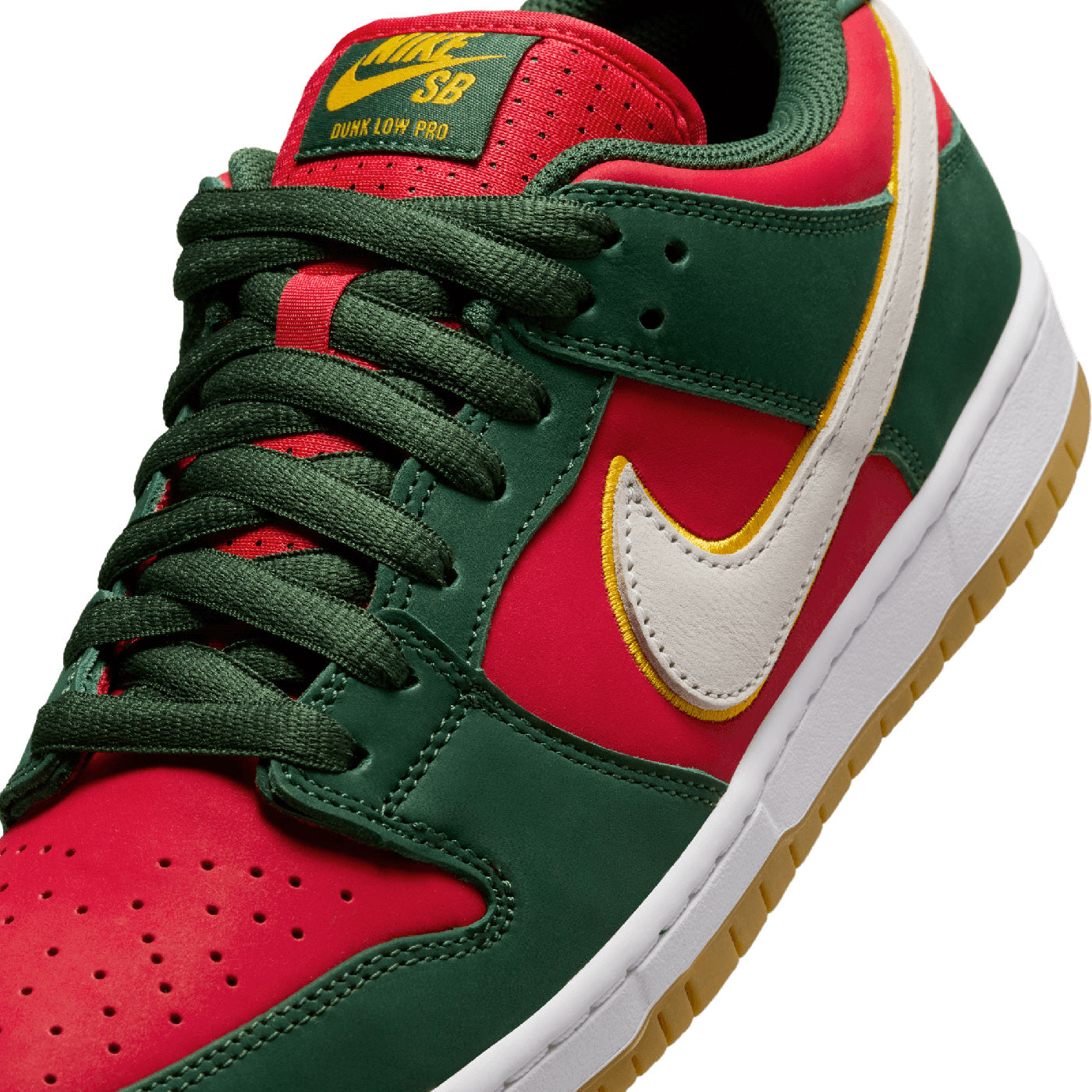 Dunk Low Pro in Fir White University Gold Fire Red by Nike SB Bored of Southsea