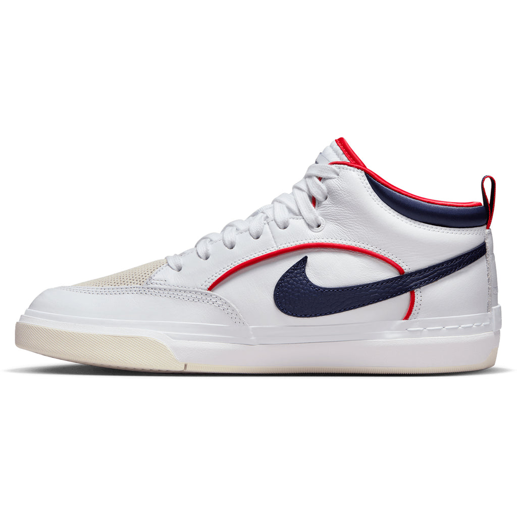 Nike SB x React Leo Shoes - White / Midnight Navy- University Red-White - side