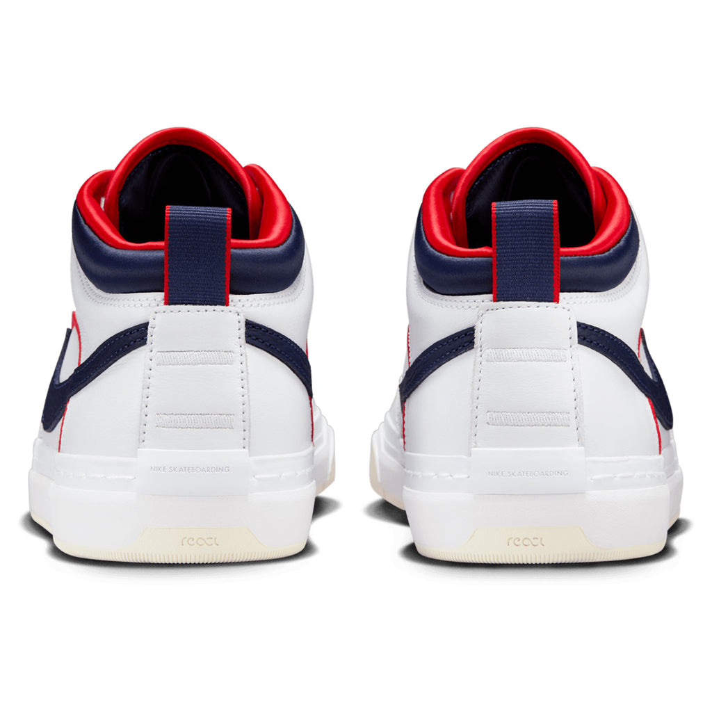 Nike SB x React Leo Shoes - White / Midnight Navy- University Red-White - back