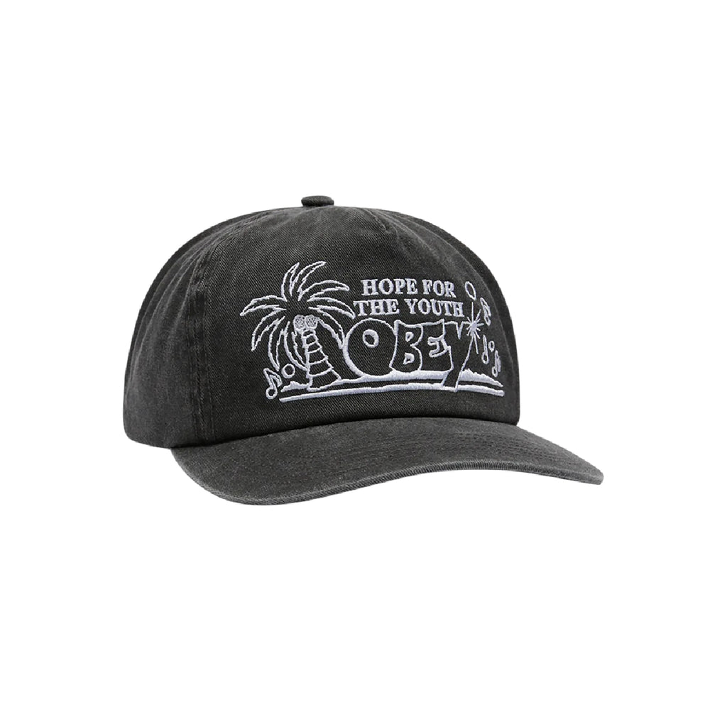 Obey Hope 5 Panel Strapback Cap - Pigment Black - front