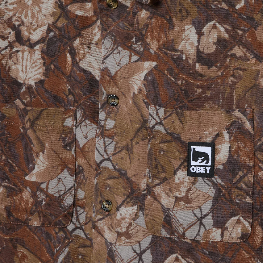 Obey Fence Camo Woven Shirt - Fence Camo Multi - closeup