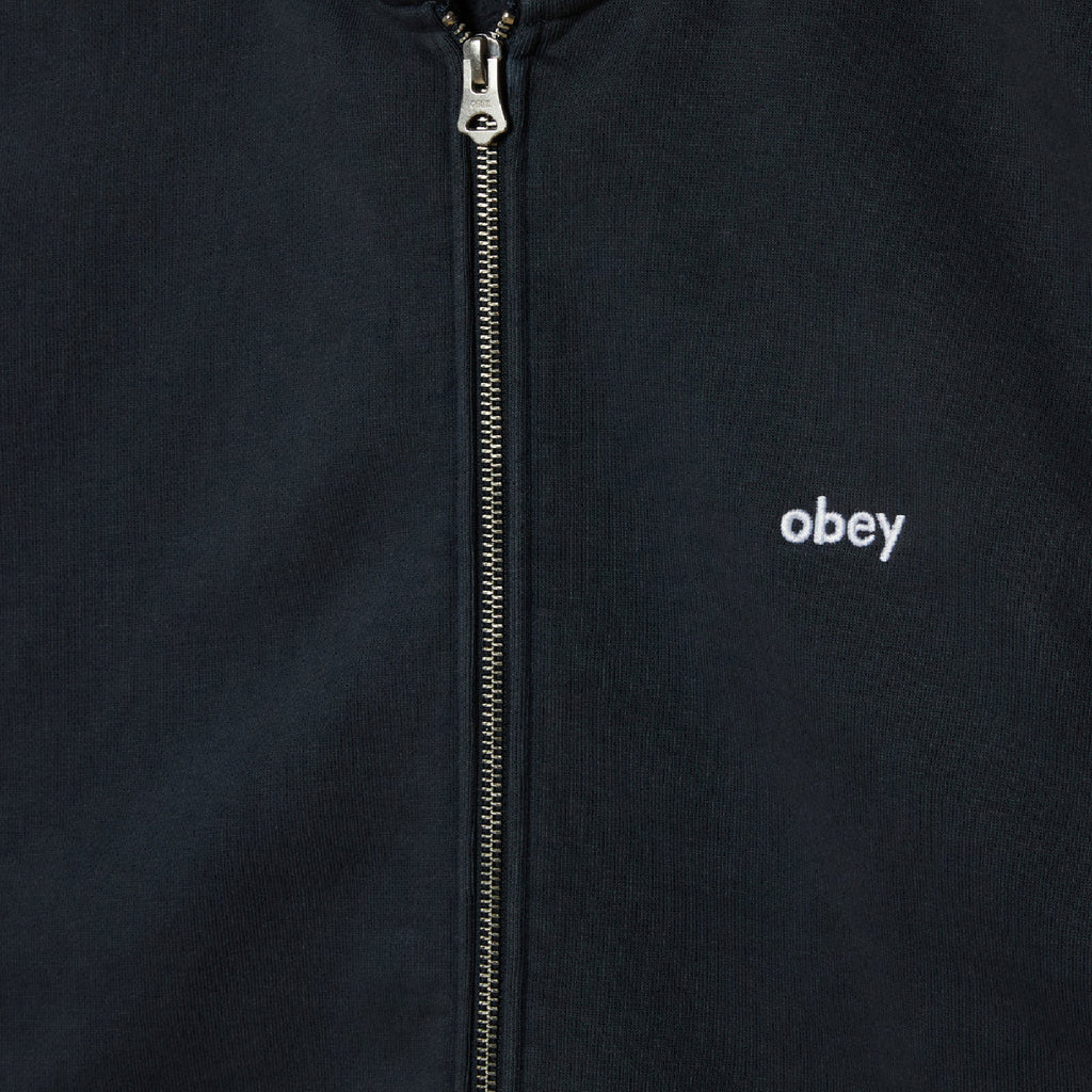 Obey Lowercase Pigment Zip Hoodie - Pigment Dark Navy - closeup
