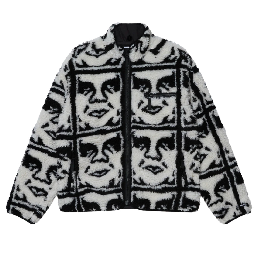 Obey Clothing Repeat Icon Sherpa Jacket - Black Multi - front