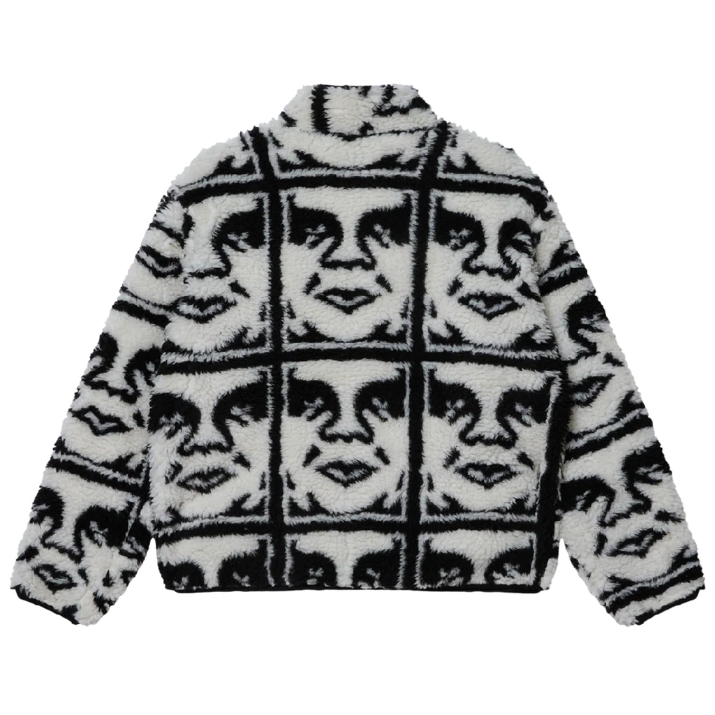 Obey Clothing Repeat Icon Sherpa Jacket - Black Multi - back