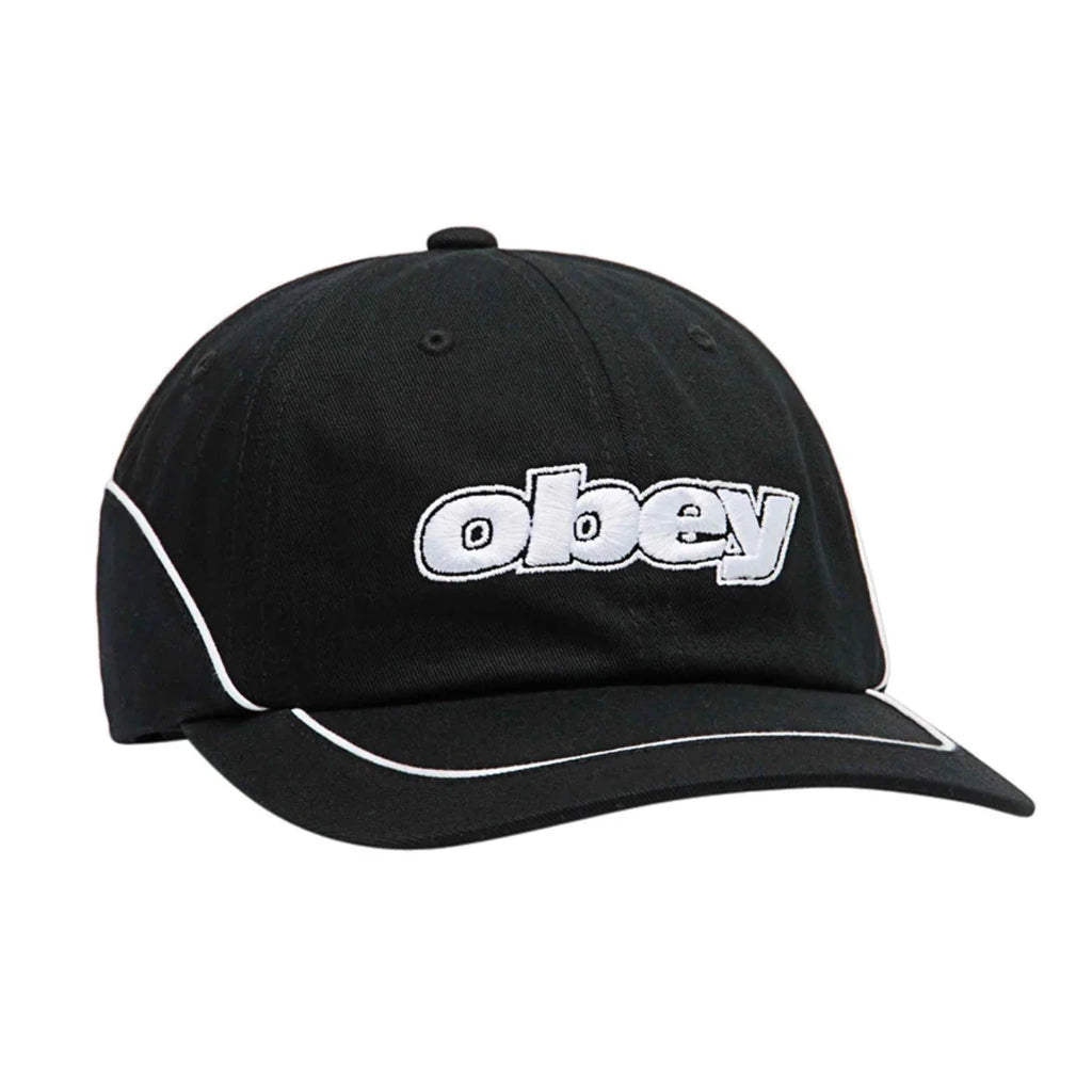 Obey Rewind 6 Panel Velcro Back Cap - Black - front