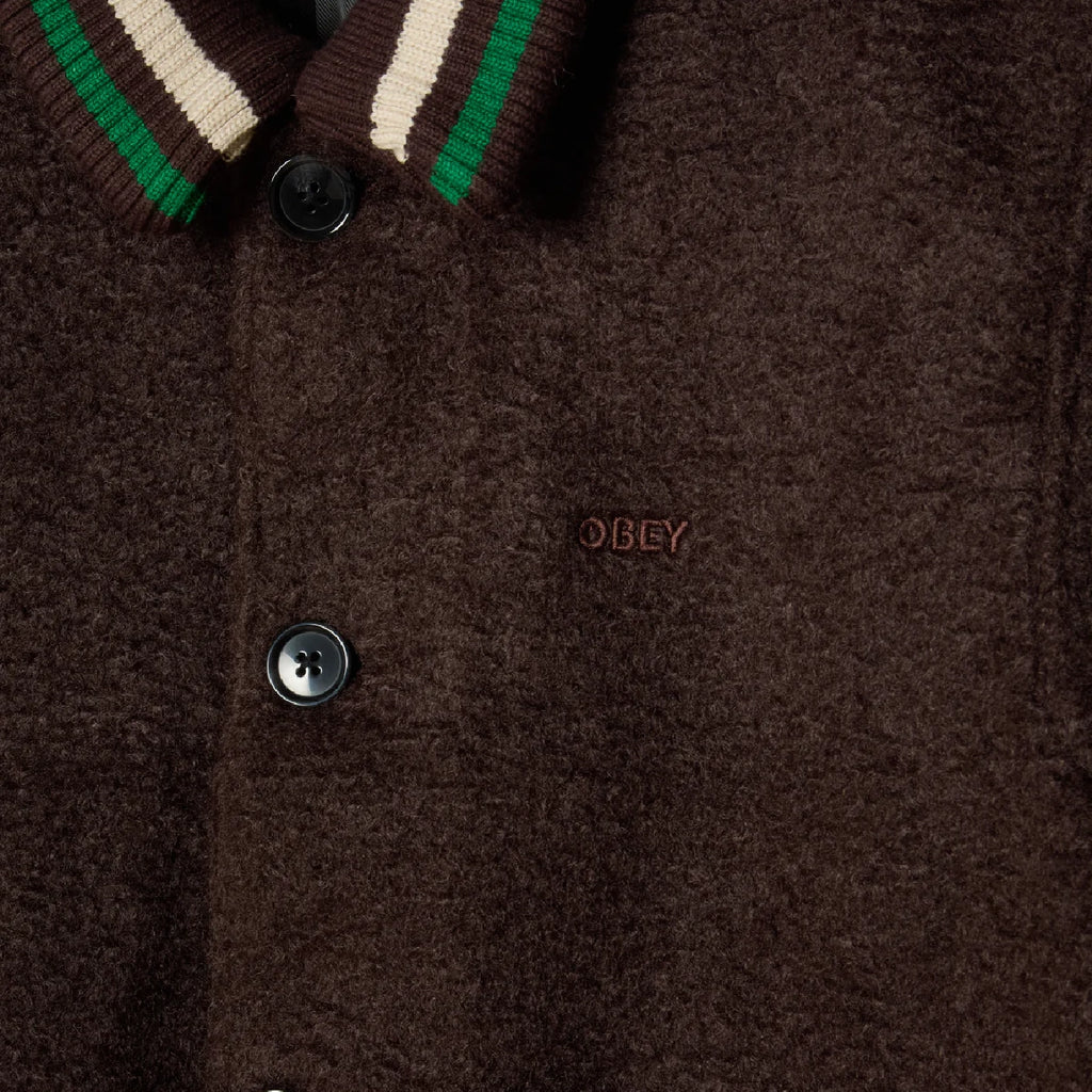Obey Arden Blouson Jacket - Java Brown - close up