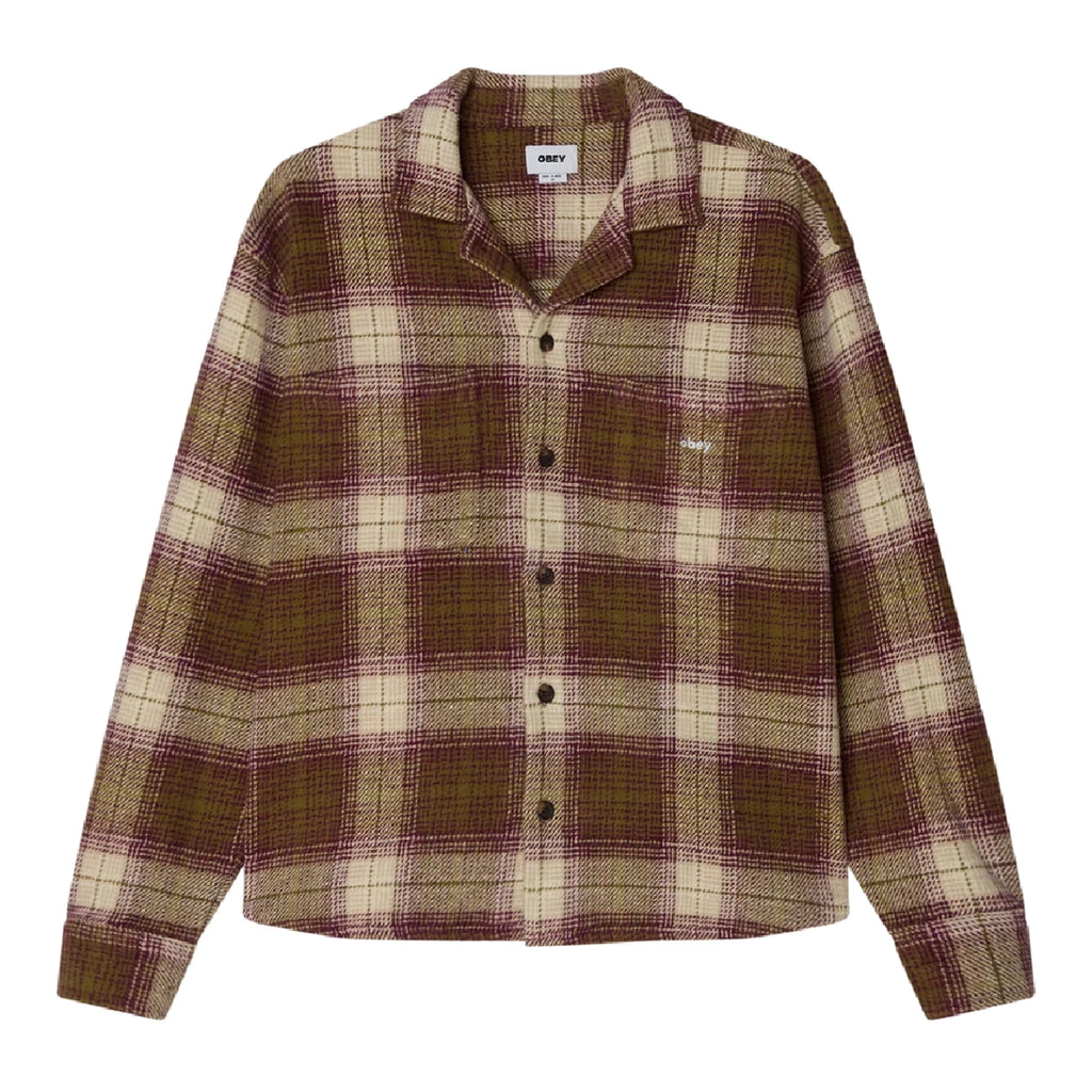 Obey Laurel Woven Shirt - Moss Green Multi - front