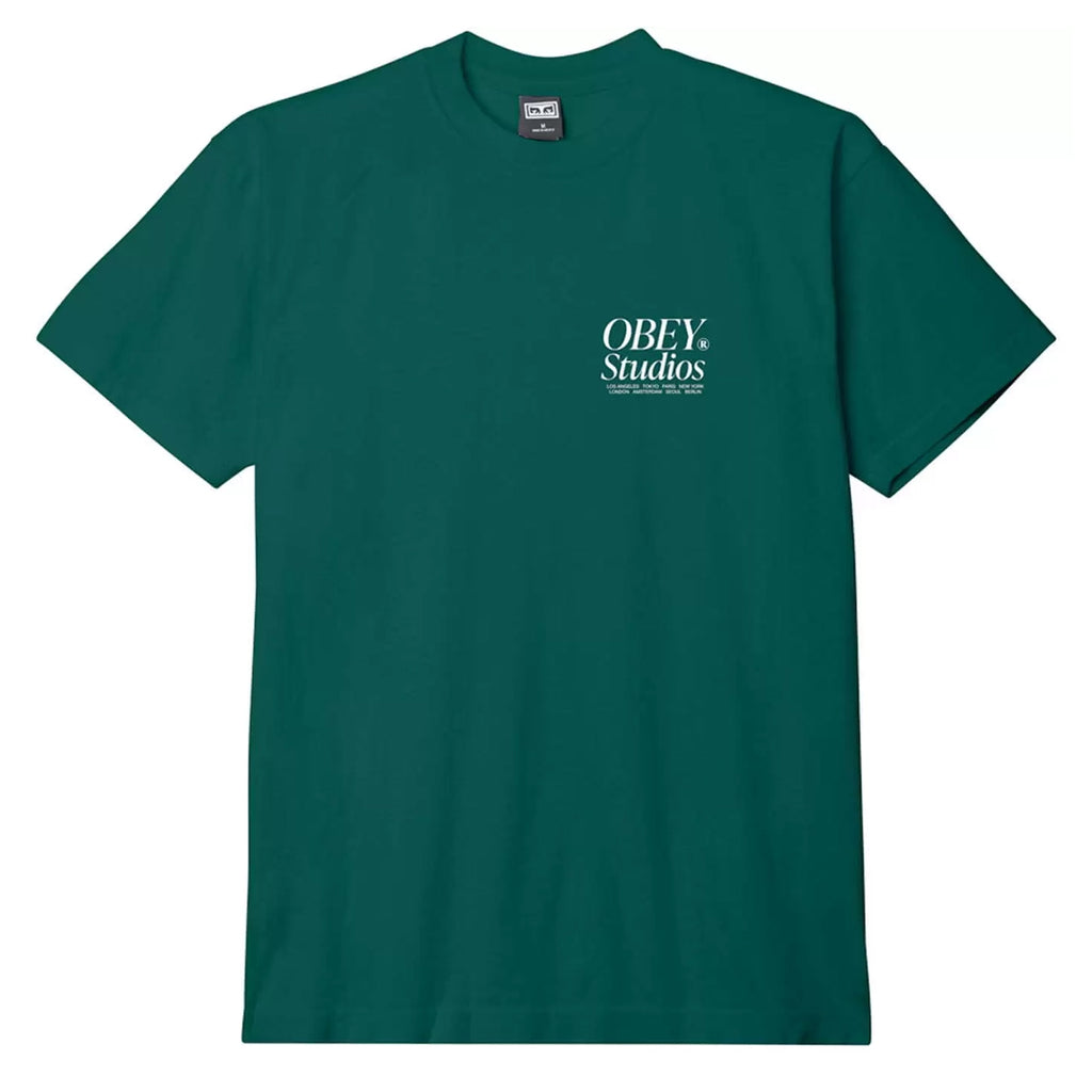 Obey Studios Icon Heavyweight T Shirt - Adventure Green