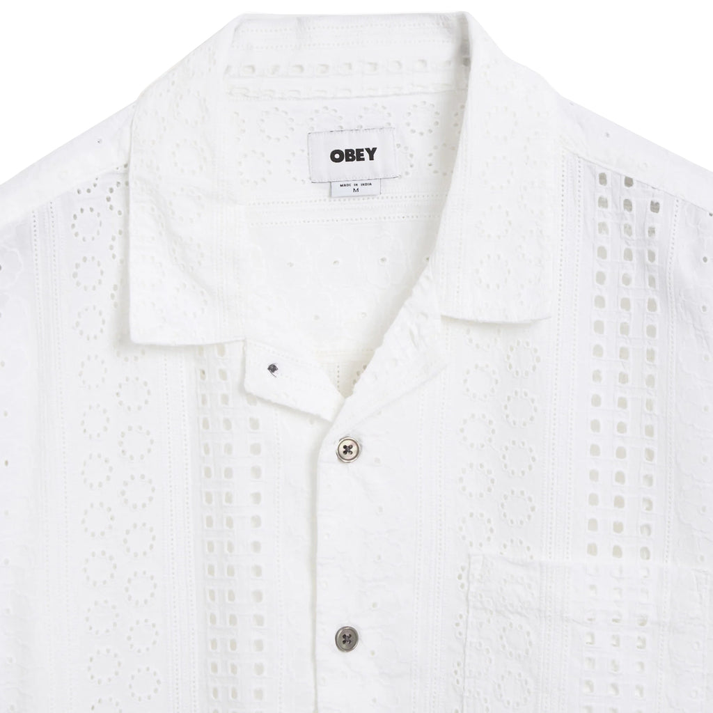Obey Sunday Woven S/S Shirt - White - collar