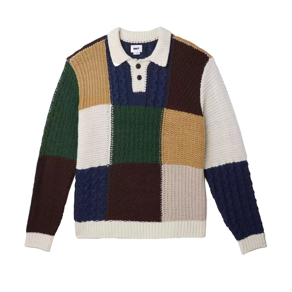 Obey Clothing Oliver Patchwork Sweatshirt - Unbleached - Multi