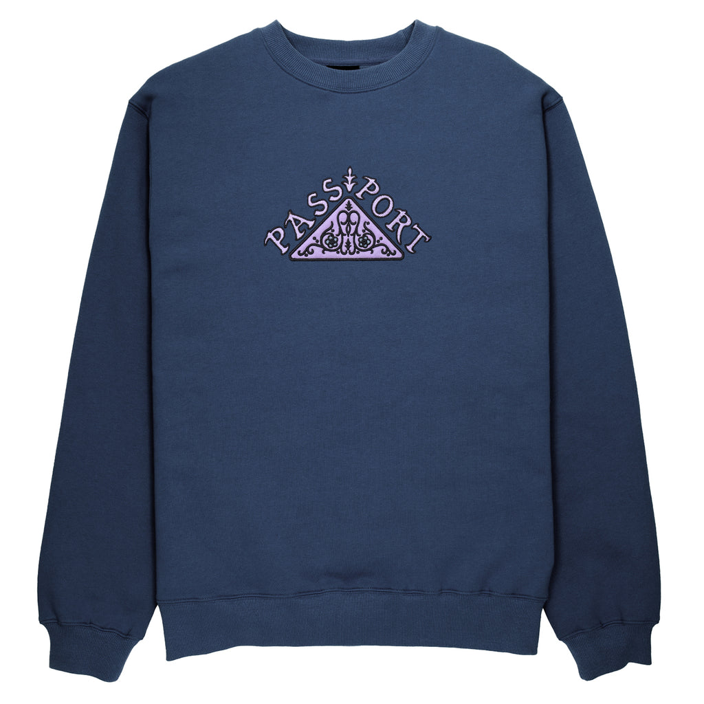 PASS~PORT Manuscript Embroidered Crew Sweatshirt - Navy