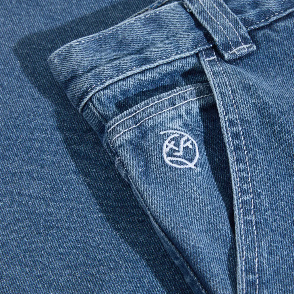 Polar Skate Co Big Boy Work Pants Blue Wash - Pocket branding 