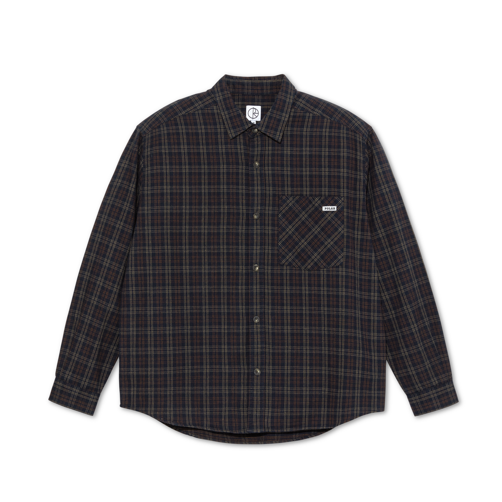 Polar Skate Co Mitchell Flannel L/S Shirt - Navy / Brown - main
