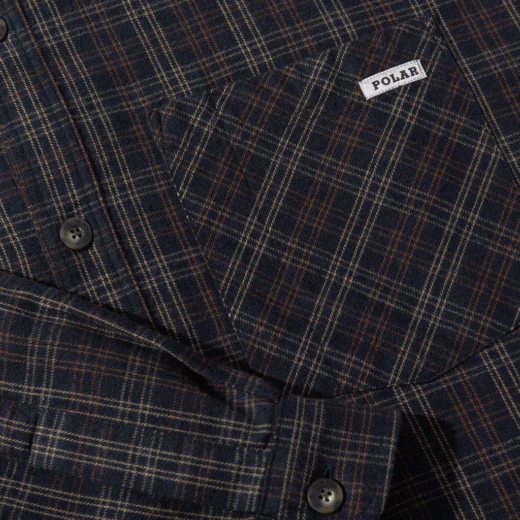 Polar Skate Co Mitchell Flannel L/S Shirt - Navy / Brown