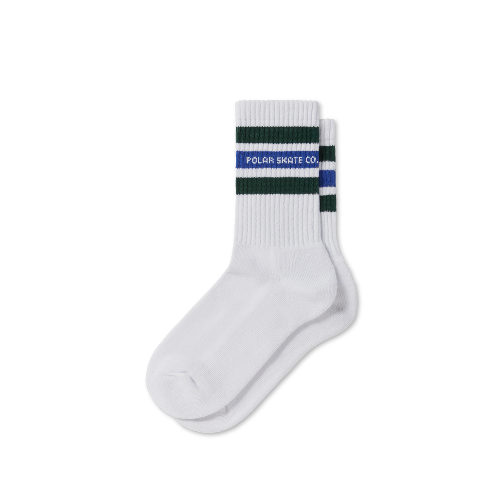 Polar Skate Co Fat Stripe Socks - White / Green / Blue - main