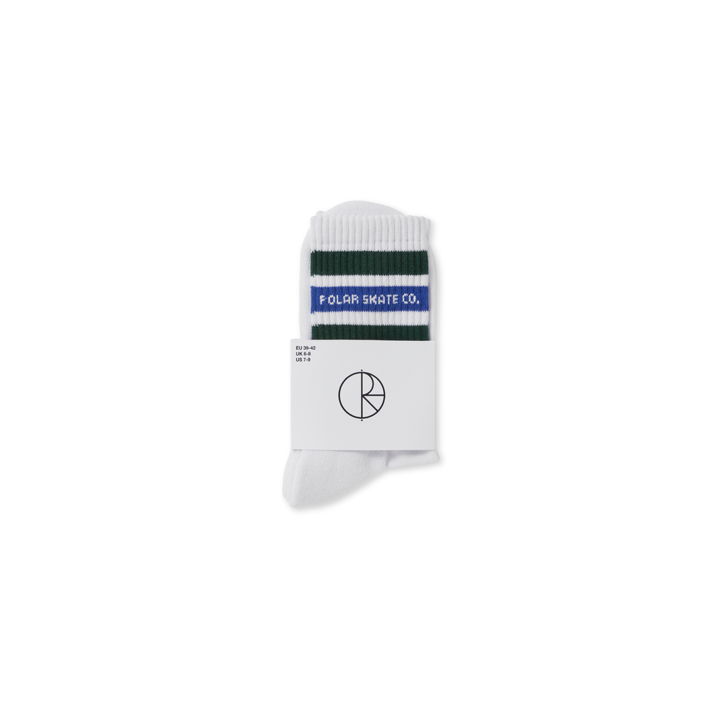 Polar Skate Co Fat Stripe Socks - White / Green / Blue