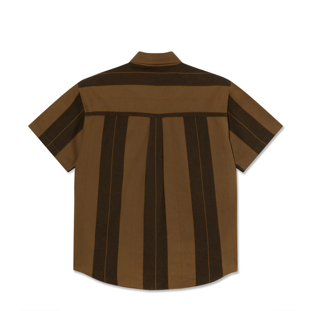 Polar Skate Co Mitchell  Shirt - Brown Block Stripe