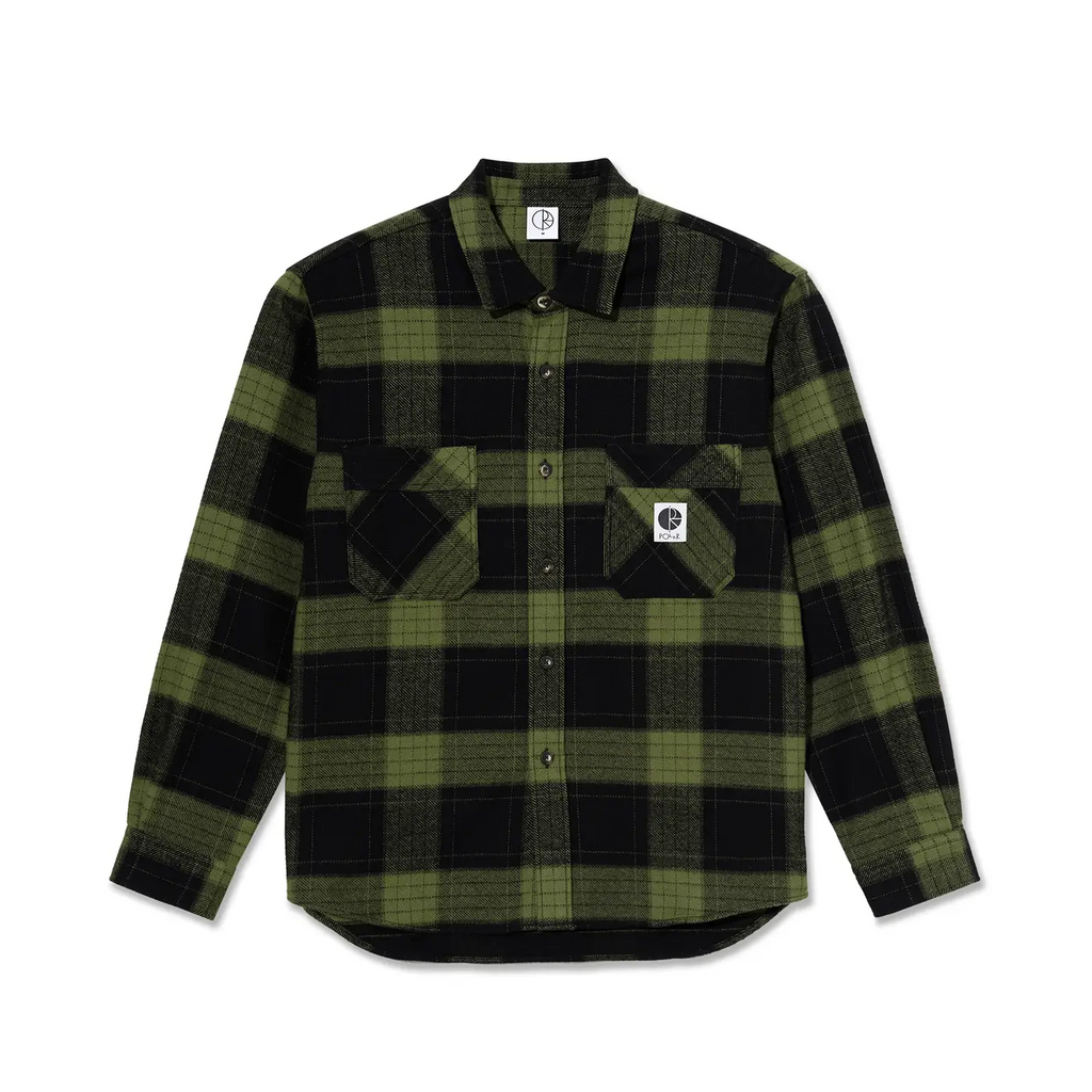 Polar Skate Co Mike L/S Flannel Shirt - Black / Army Green