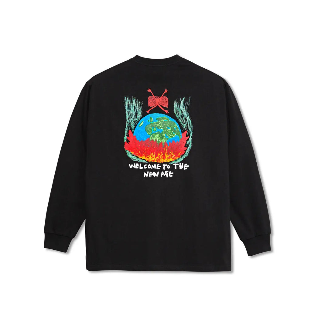 Polar Skate Co L/S Welcome to the New Age T Shirt - Black - back