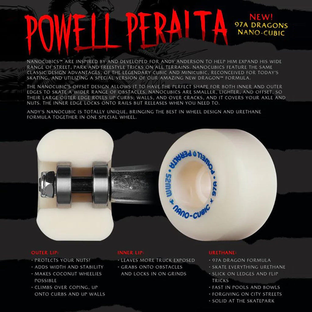 Powell Peralta Dragon Nano Cubic Wheels - 54MM - Off White