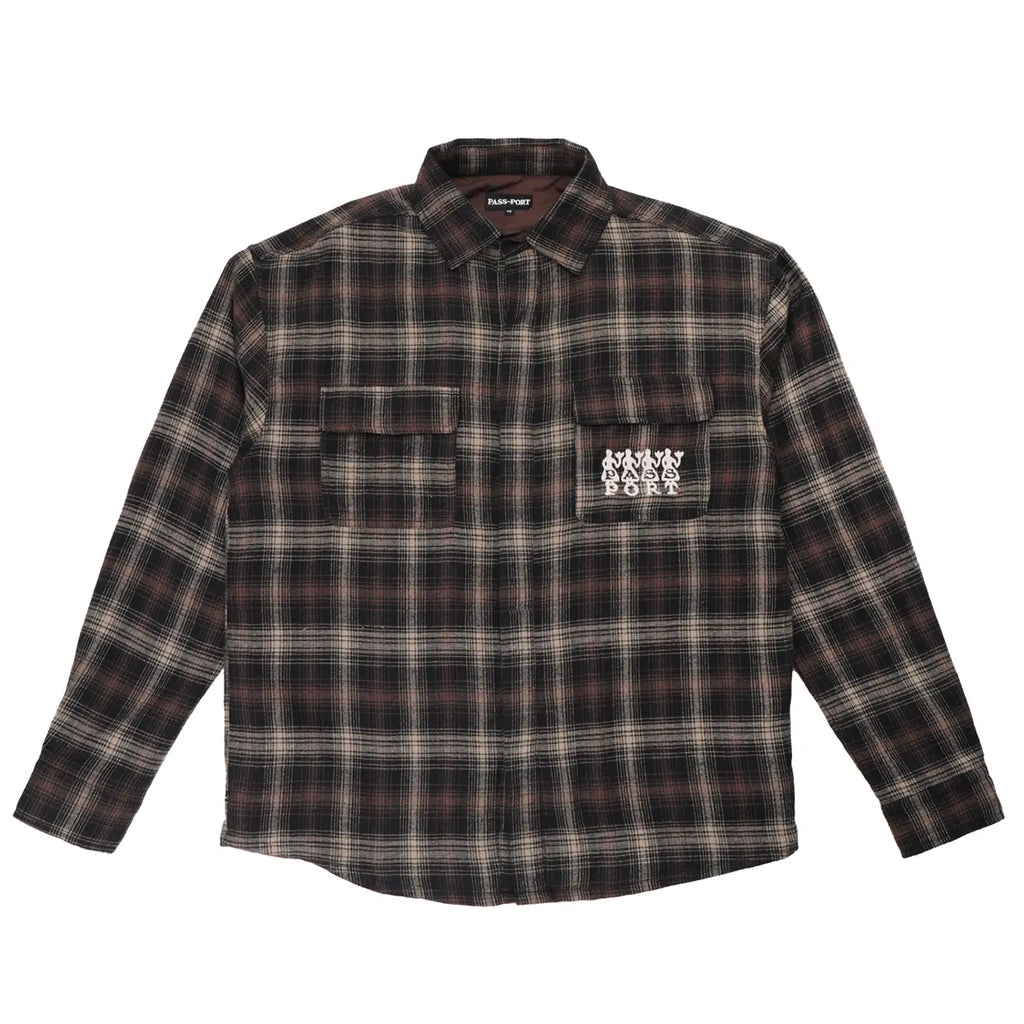 PASS~PORT 4 Flowers Flannel Vineyard L/S Shirt - Black - main