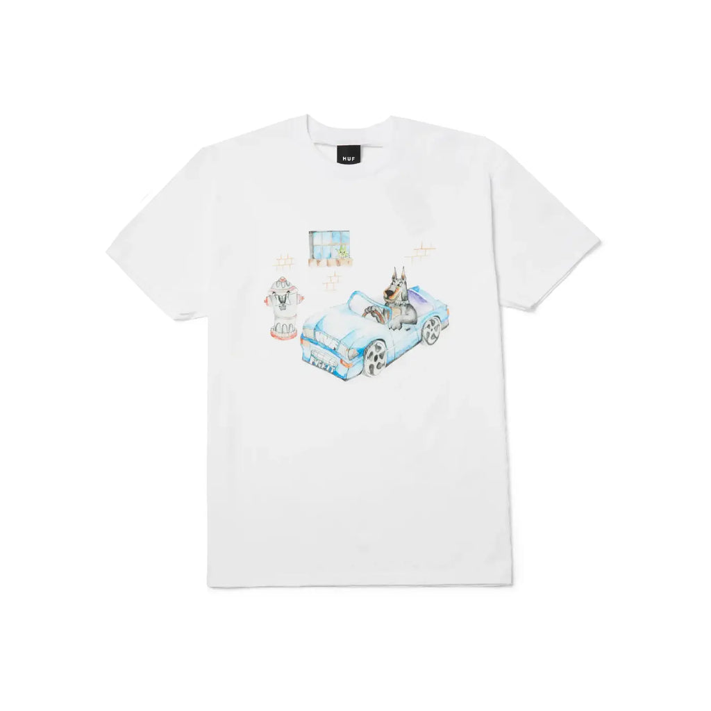 HUF Road Dawg T Shirt - White - front