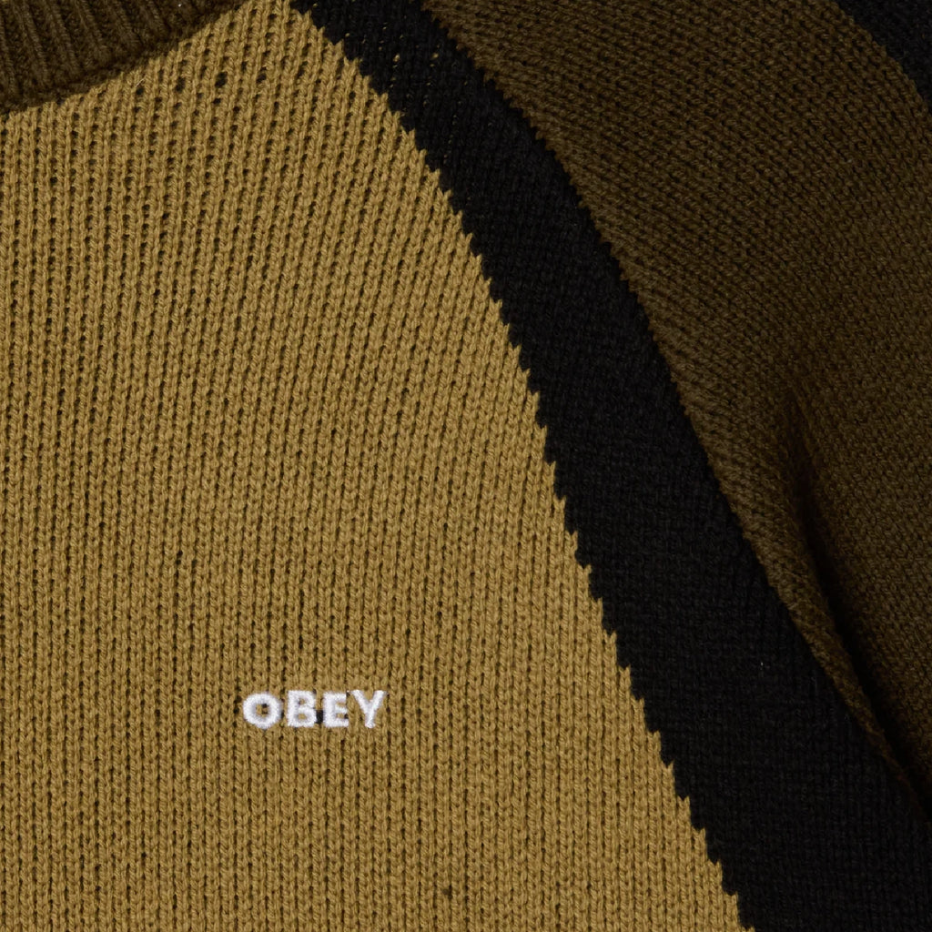 Obey Raglan Crew Neck Sweater - Mermaid Green - closeup