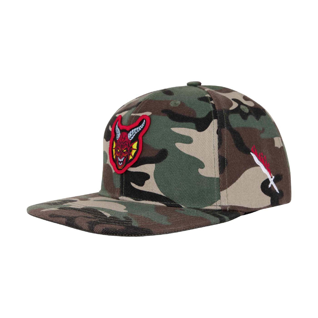 Santa Cruz x Stranger Things Hellfire Club Snapback Cap - Camo - side2