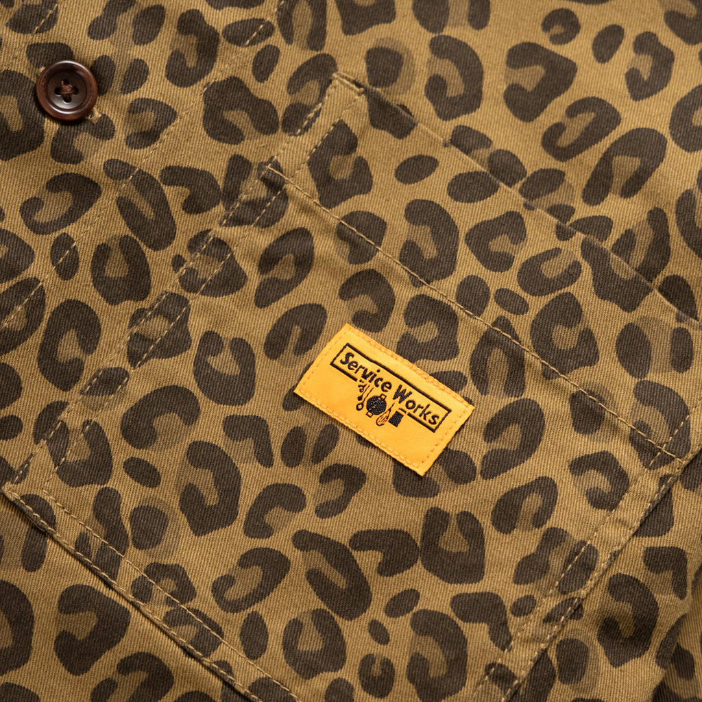 Service Works Leopard Front of House Jacket - Brown - pocket