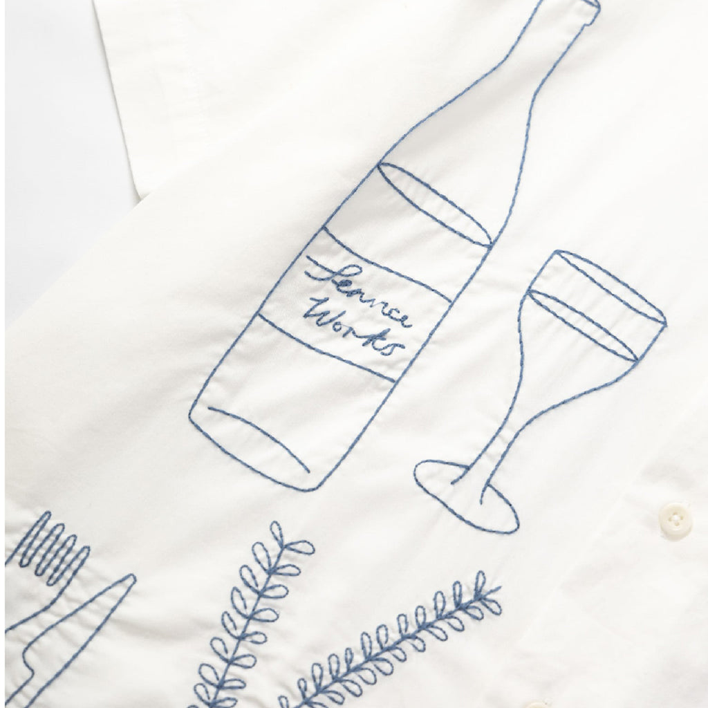 Service Works Light Twill Picnic S/S Shirt - Off White - closeup