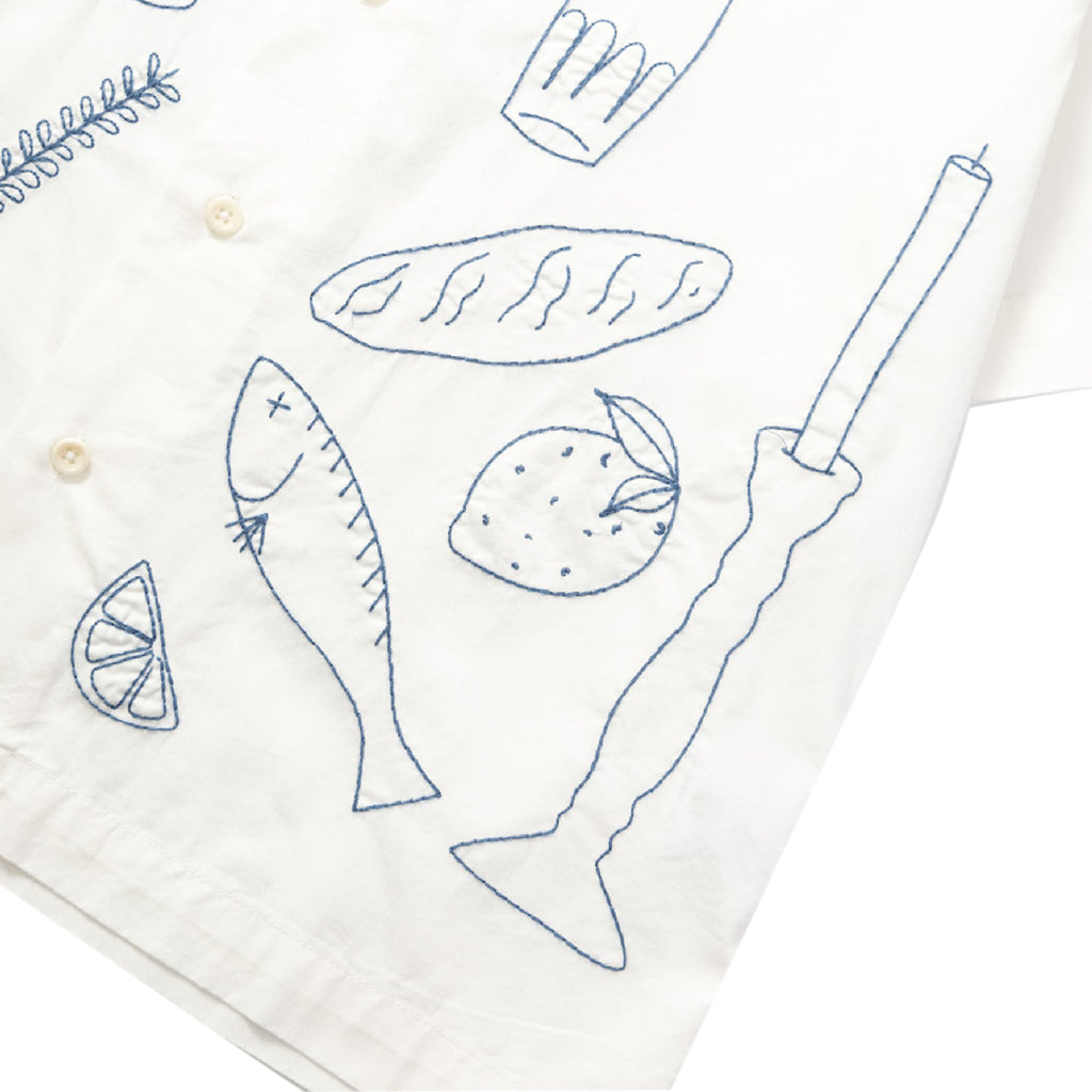 Service Works Light Twill Picnic S/S Shirt - Off White - closeup2
