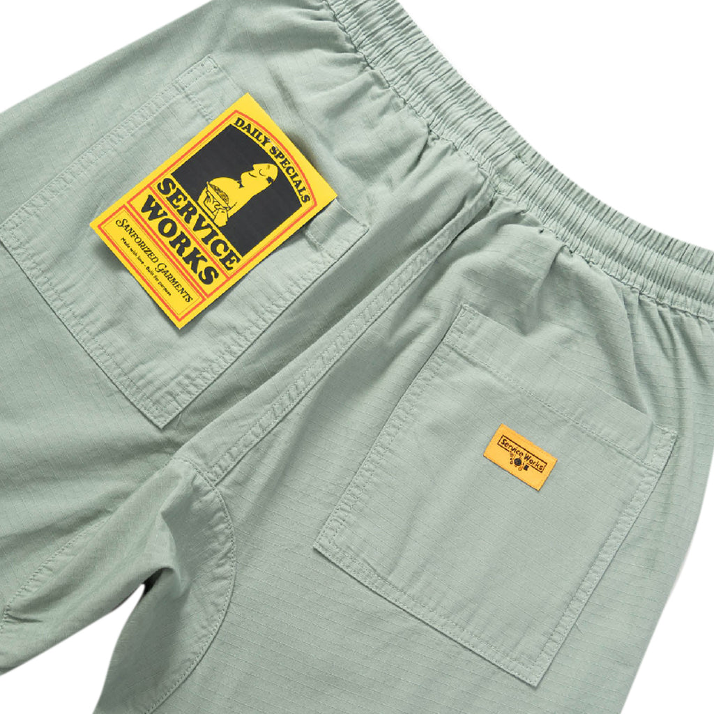 Service Works Ripstop Chef Shorts - Sage - back pockets