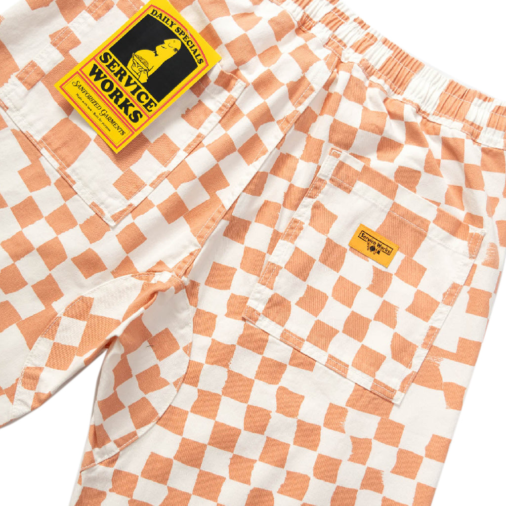Service Works Printed Chef Shorts - Salmon Checker - back pockets