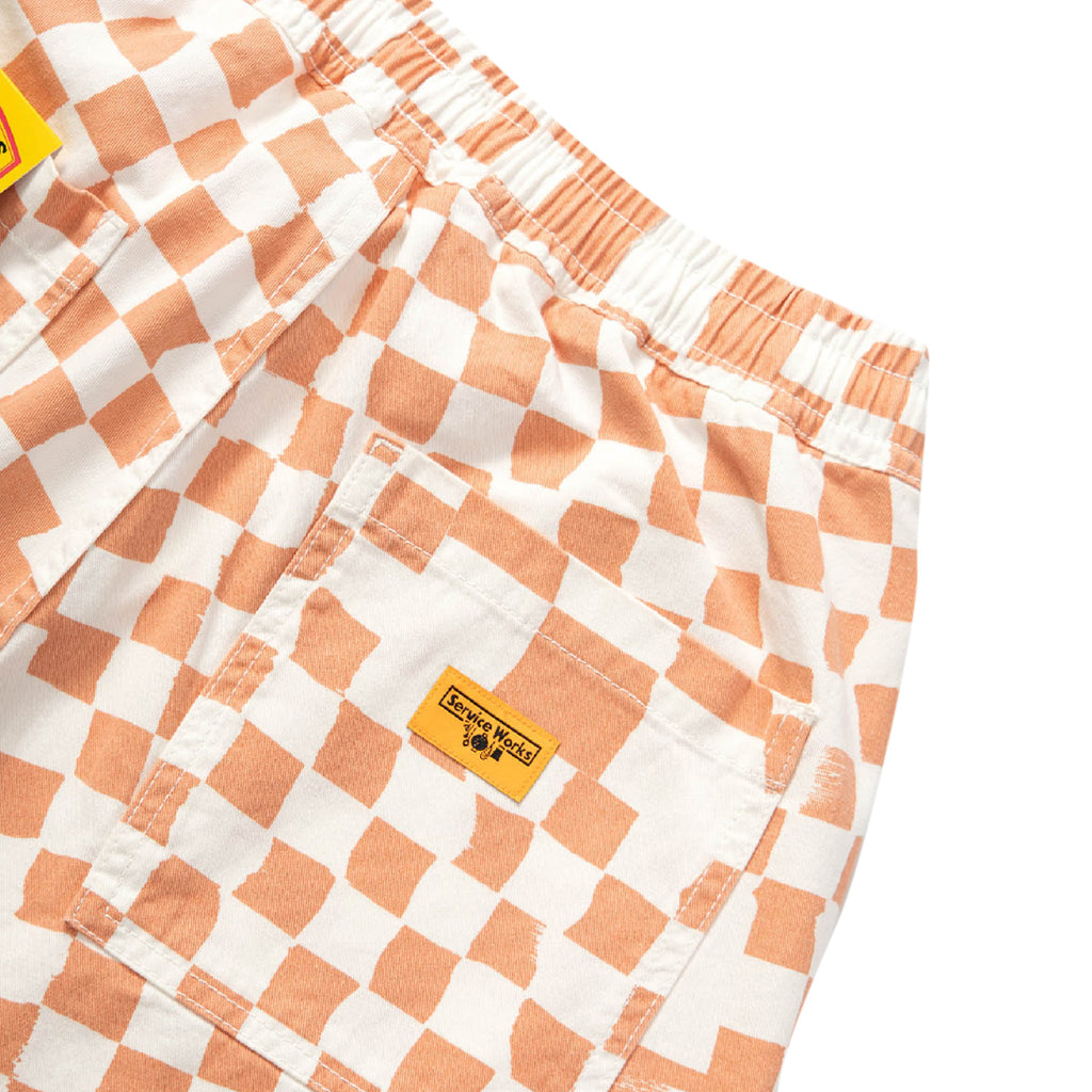 Service Works Printed Chef Shorts - Salmon Checker - label