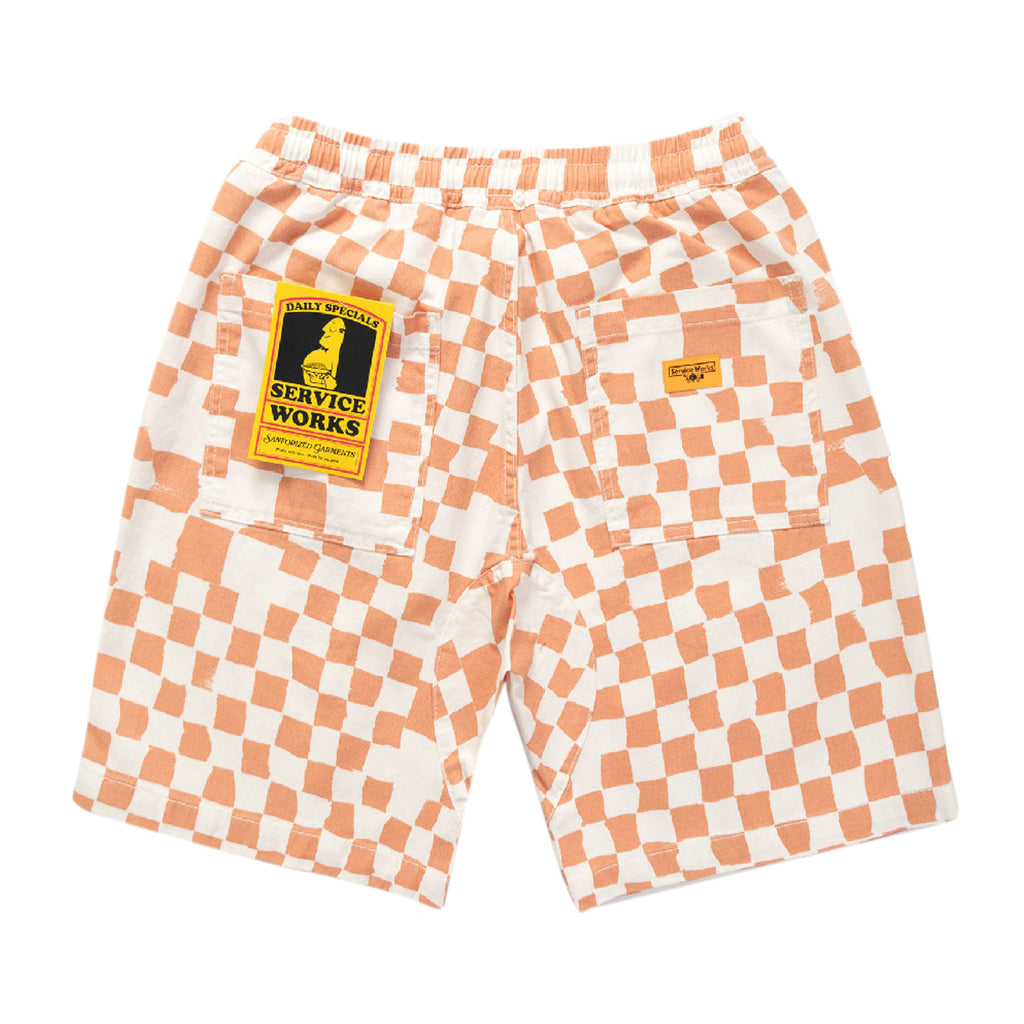 Service Works Printed Chef Shorts - Salmon Checker - back