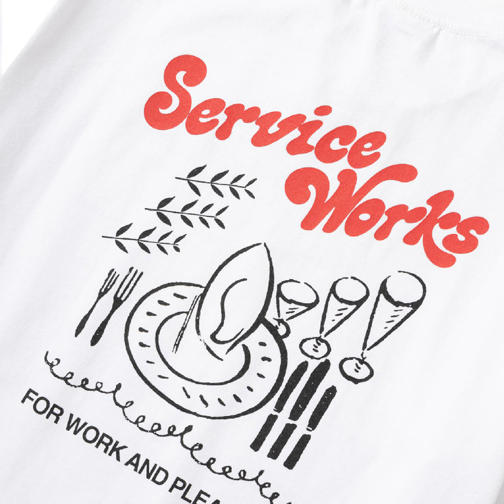 Service Works Work + Pleasure T shirt - White - closeup2