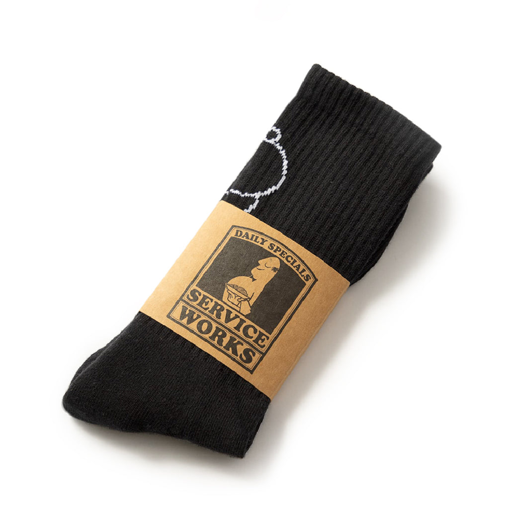 Service Works Salt + Pepper Socks - Black - packaging