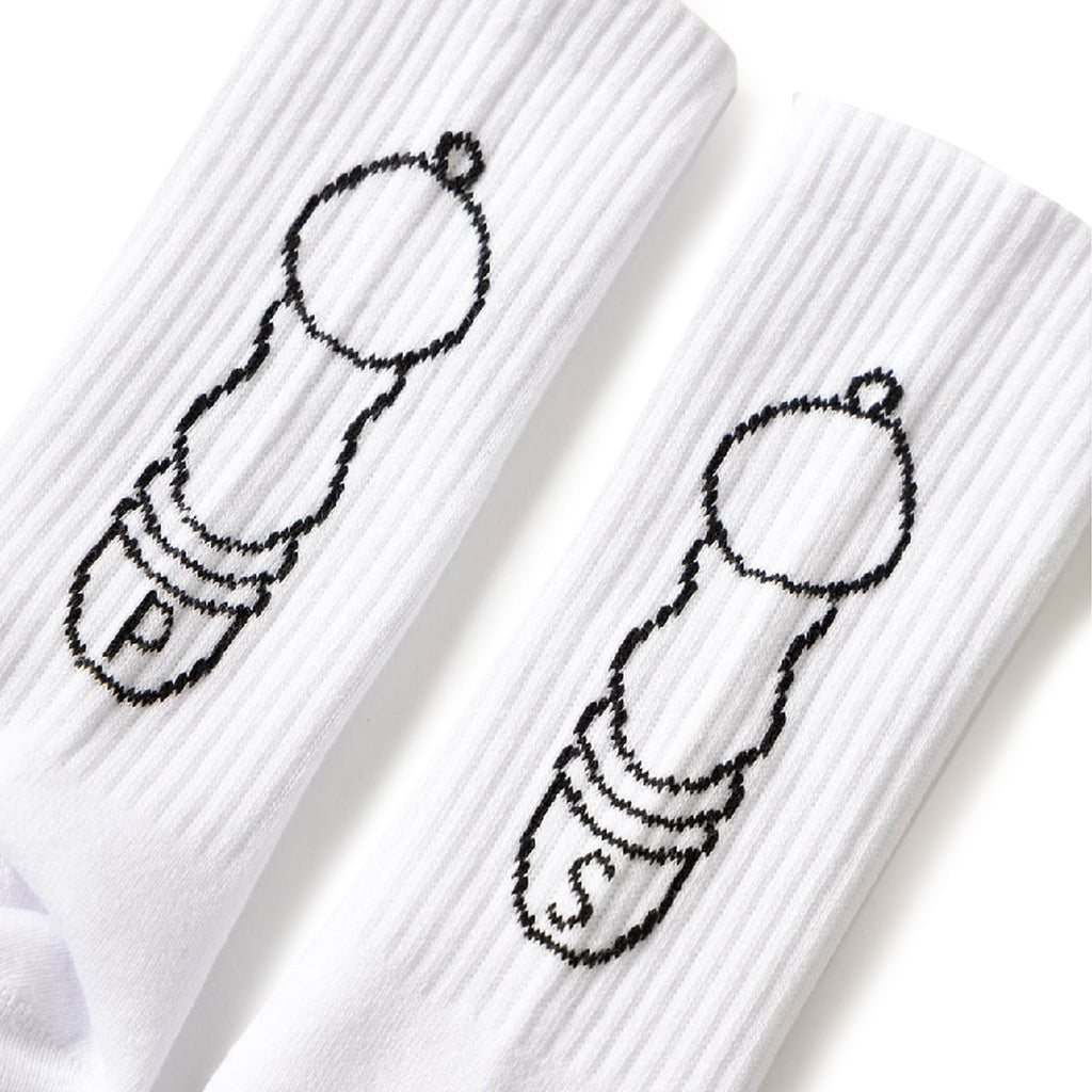 ervice Works Salt + Pepper Socks - White - closeup