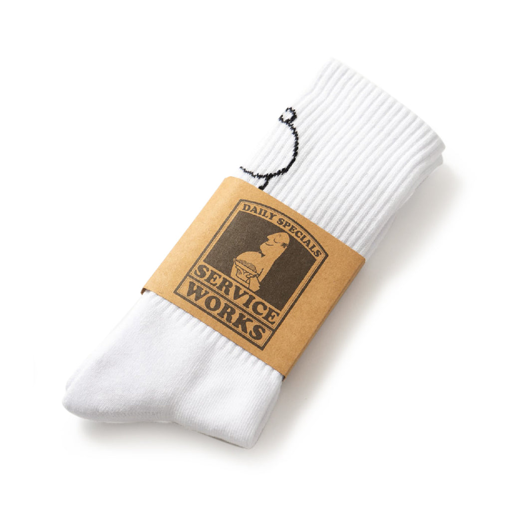 ervice Works Salt + Pepper Socks - White - packaging