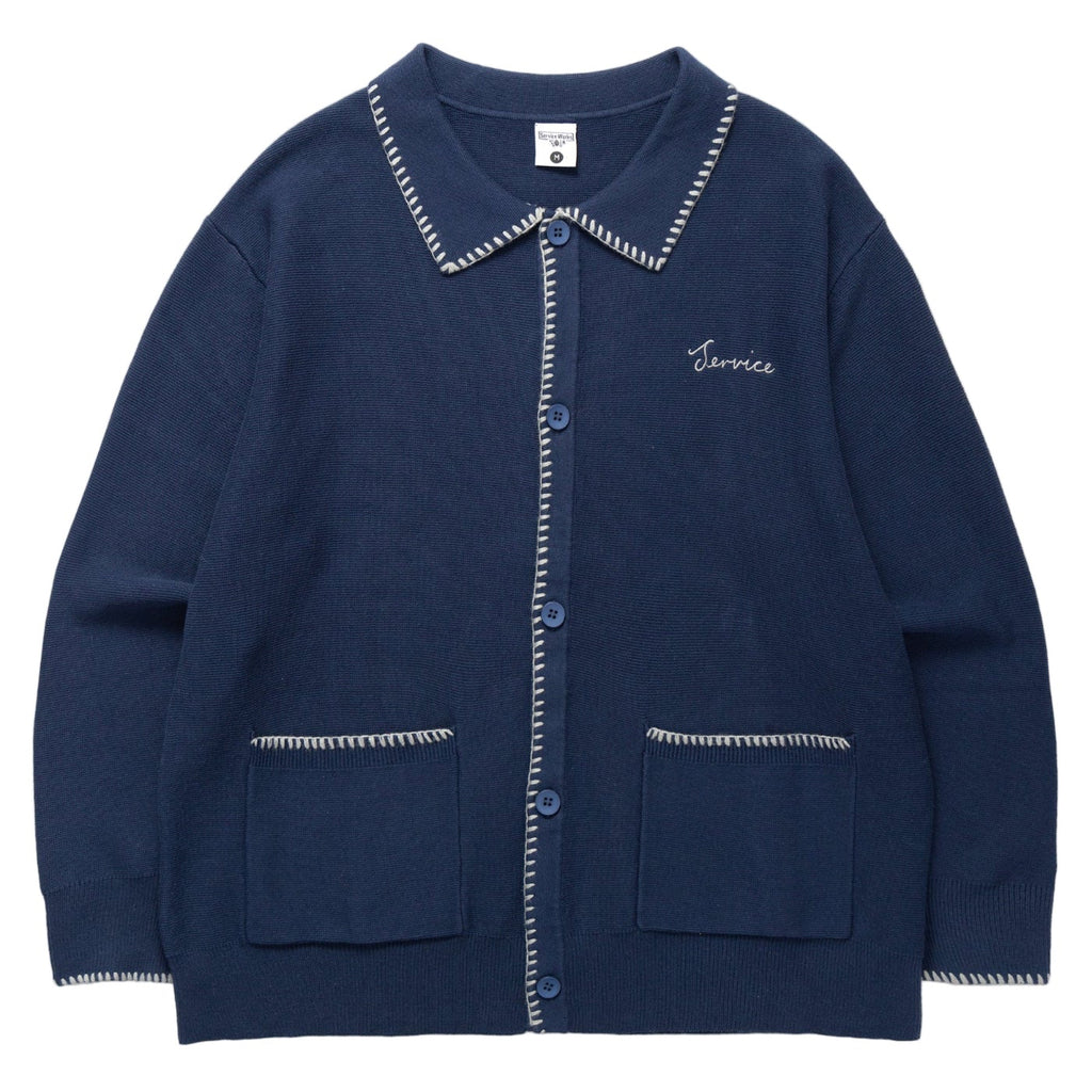 Service Works Blanket Stitch Cardigan - Navy - main