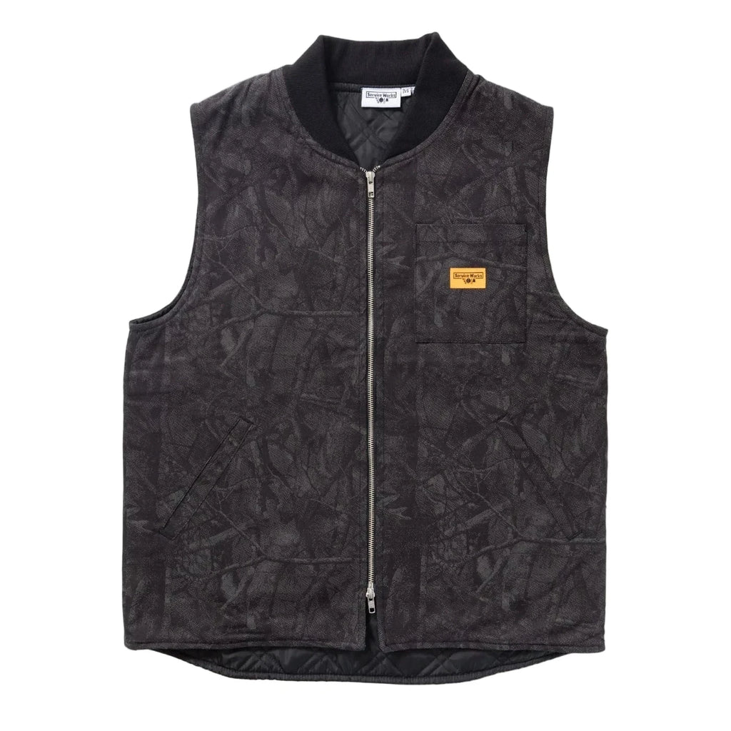 Service Works Xerox Camo Padded Work Vest Jacket - Mono - front