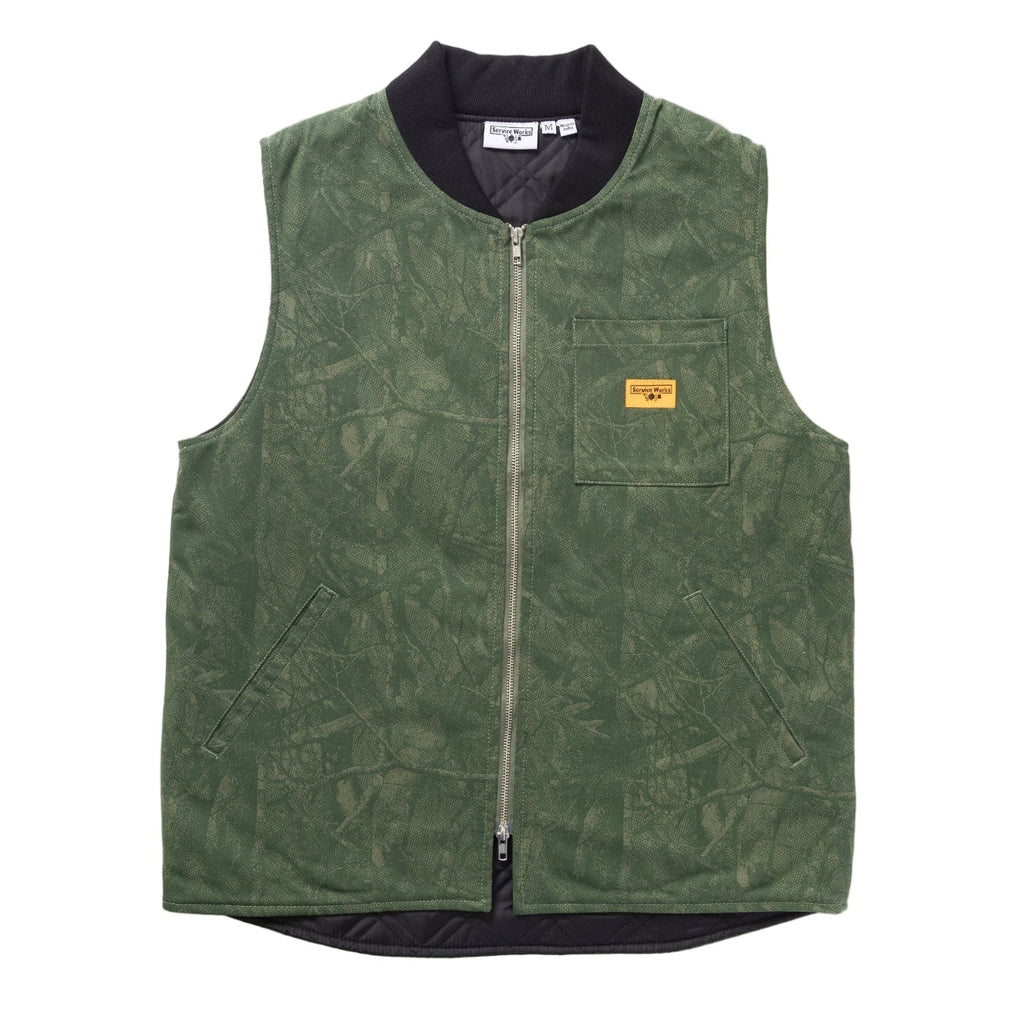 Service Works Xerox Camo Padded Work Vest Jacket - Olive - front