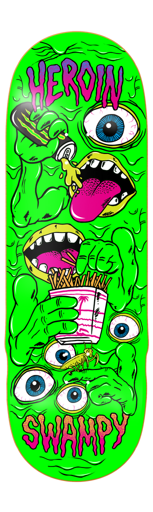 Heroin Skateboards Swampy Mutate or Die Skateboard Deck 10.25″ - main