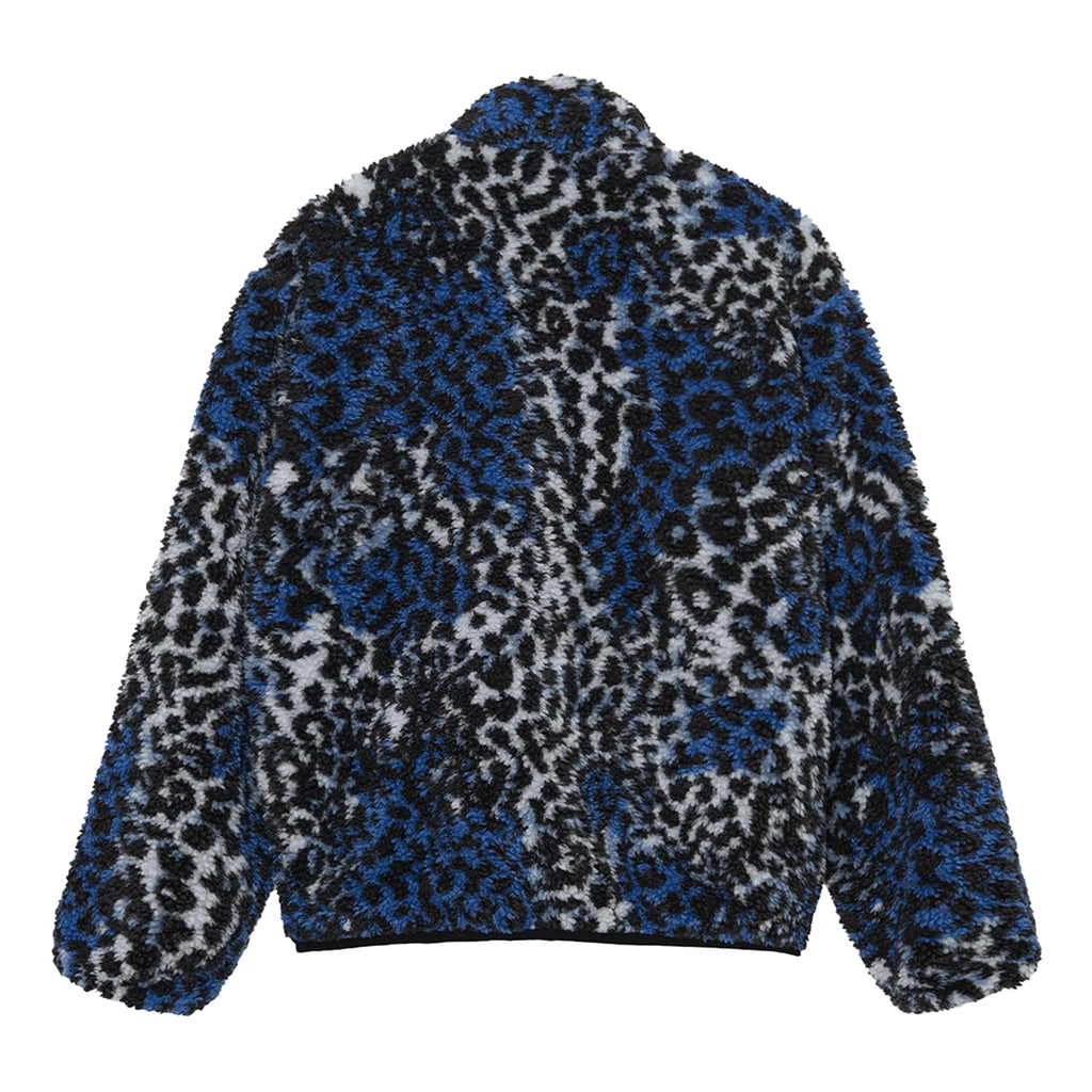 Stussy Reversible Sherpa Jacket - Blue Leopard