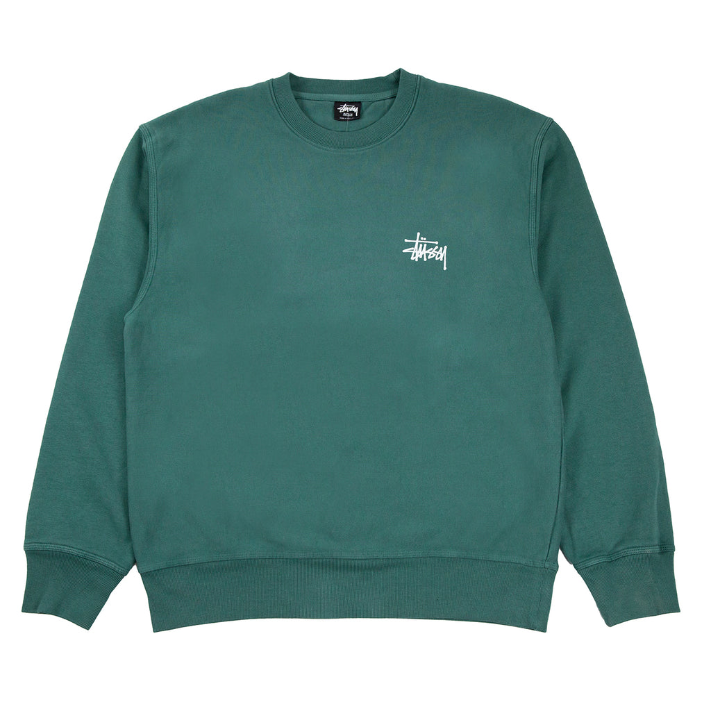 Stussy Basic Stussy Pigment Dyed Crew Sweatshirt - Forest