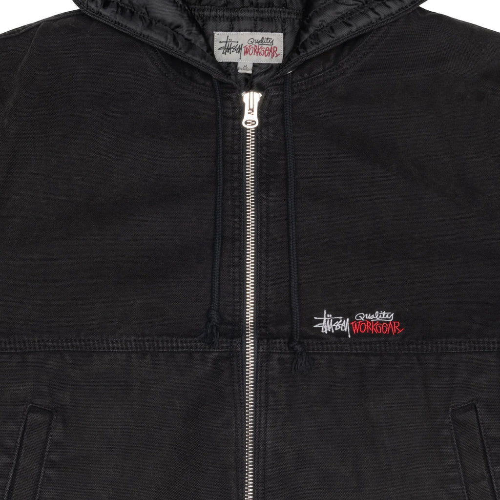 Stussy Canvas Insulated Work Jacket - Black - closeup