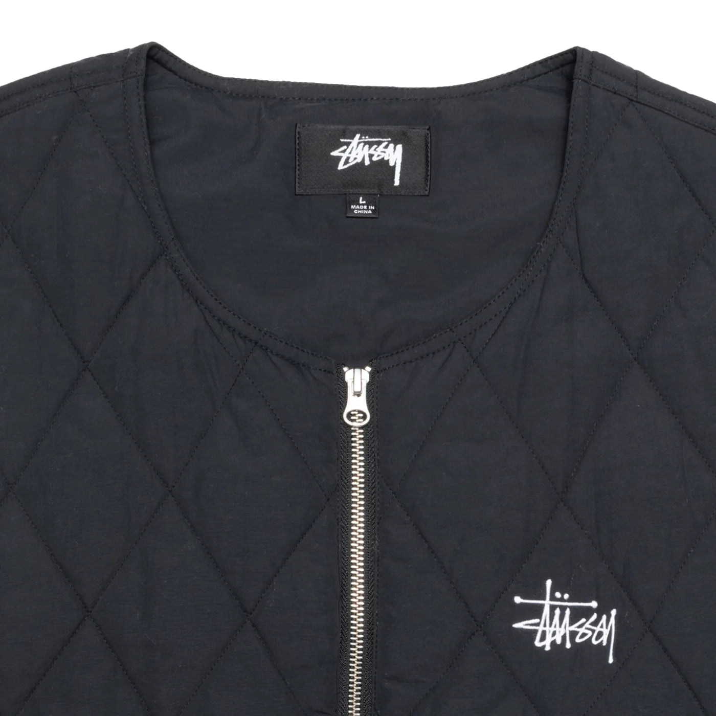 Diamond Quilted Vest in Black by Stussy | Bored of Southsea