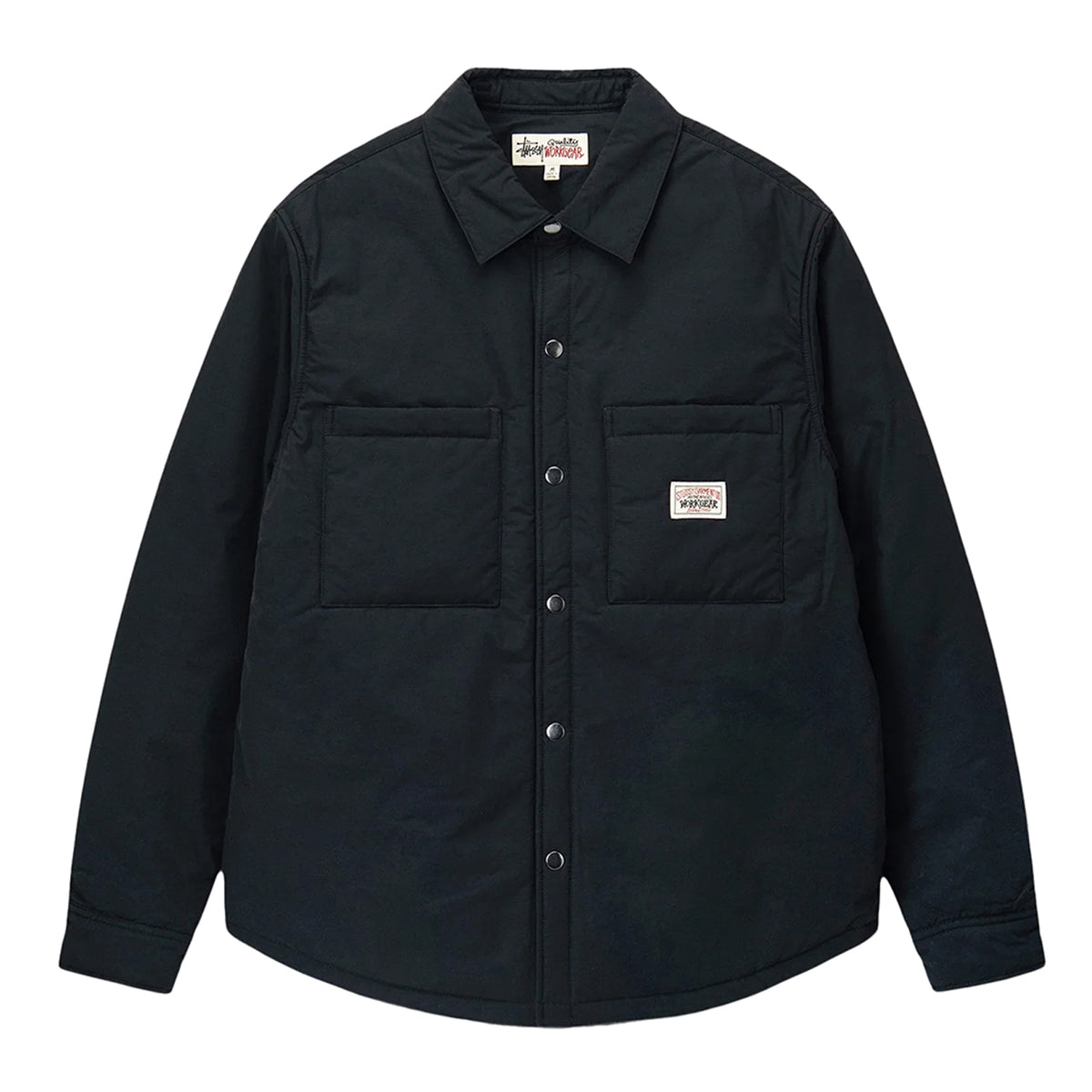 希少 00s OLD STUSSY CPO JACKET SHIRT BLACK Stussy_Padded_Tech_Over_Shirt_